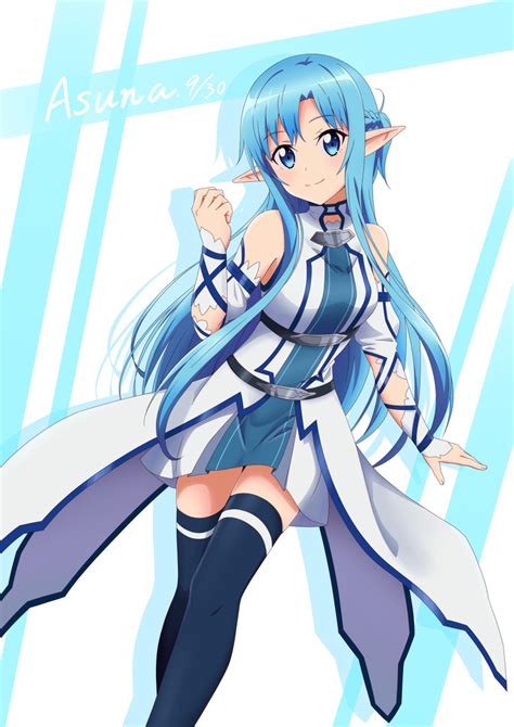 Safebooru 1girl Absurdres Asuna Sao Asuna Sao Alo Bare Shoulders Blue Eyes Blue Hair Blue