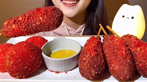 ASMR 매운치토스 치즈볼과 매운치토스 치즈소세지 핫도그 먹방 SPICY HOT CHEETOS CHEESE BALL CORN DOG MUKBANG NO