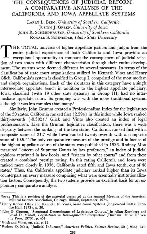 The Consequences Of Judicial Reform A Comparative Analysis Of The