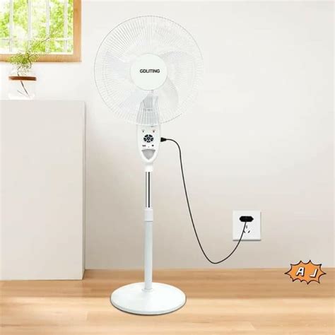 16 Inch AC DC Dual Power Reachargeable Stand Fan With Led Light Can Be