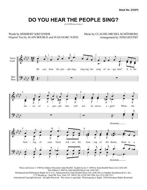 do You Hear The People Sing From les Misérables Sheet Music EAF