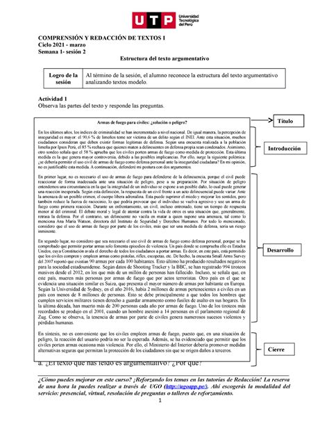 S01 S2 Material Estructura Del Texto Argumentativo 2021 Marzo