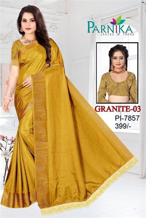 NEW FANCY VICHITRA SILK SAREE WITH SIROSHKI LACE BORDER At Rs 399