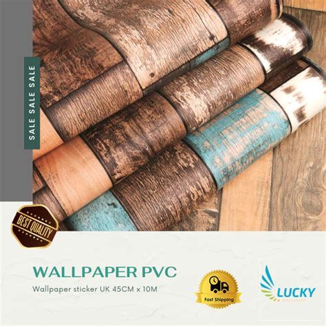 Jual Wallpaper Kayu Rustic Coklat Biru 45cm X 10m • Wallpaper Sticker