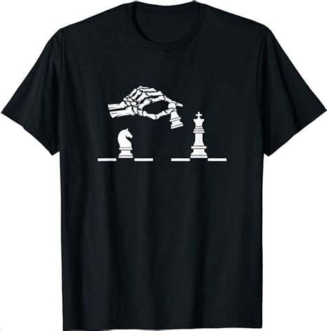 Spooky Chess Game Unique Graphic Design T Shirt With Skeleton Hands