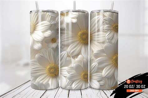 3d Daisies Flowers Tumbler Wrap 20 30 Oz Tumbler Wrap