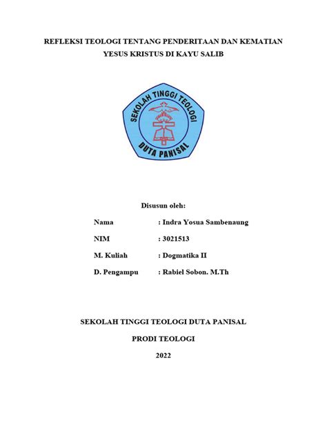 Refleksi Teologi Tentang Penderitaan Dan Kematian Yesus Kristus Di Kayu