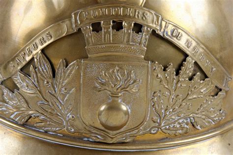 19th Century Brass Sappers Helmet Of French Origin On Display Stand