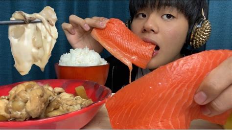 【asmr】サーモンと生牡蠣を食べる音 Youtube