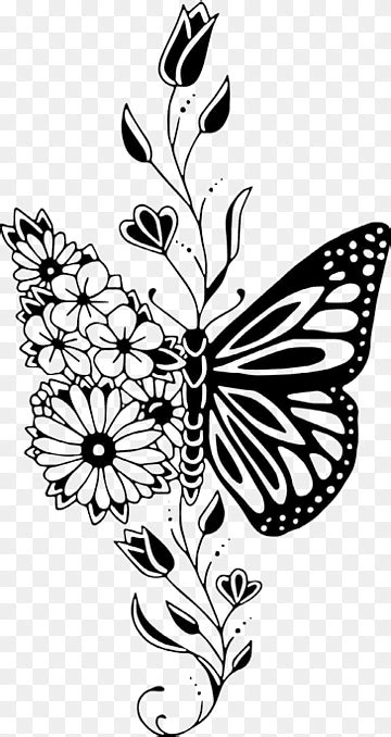 Mariposa Con Flores Tatuaje Png Pngwing