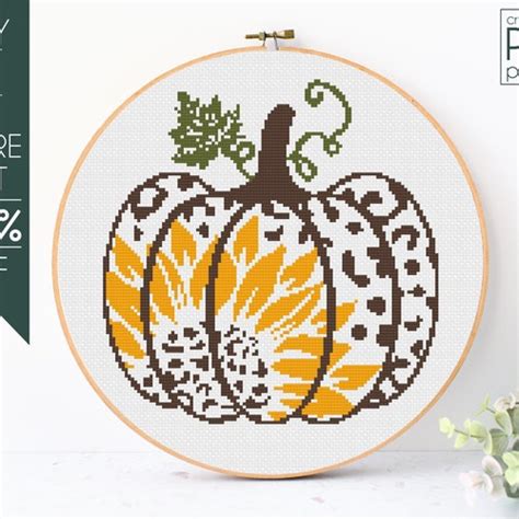 Pumpkin Cross Stitch Pattern Pdf Fall Cross Stitch Swirly Etsy