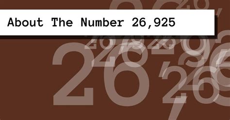 About The Number 26,925