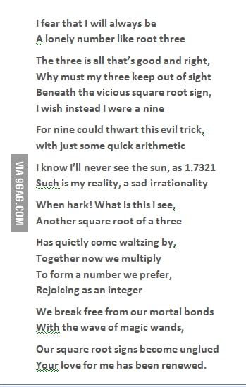 The Square Root Of Three Poem From Harold And Kumar 2 9gag