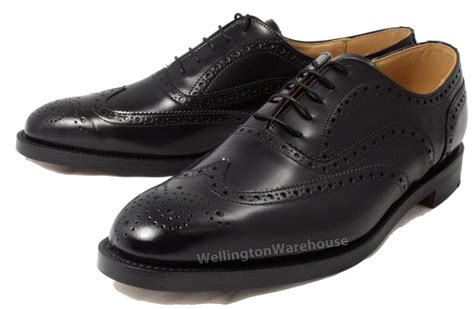 Mens Handmade English Black Classic Brogue All Leather Welted Sole Shoes