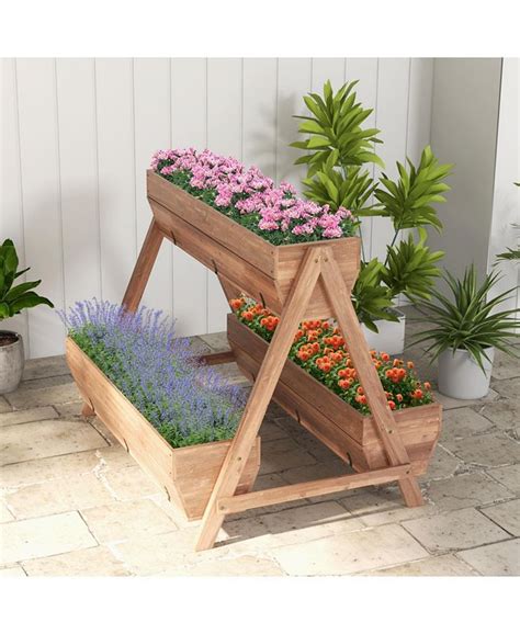 Slickblue Vertical Raised Garden Bed With 3 Wooden Planter Boxes Macys