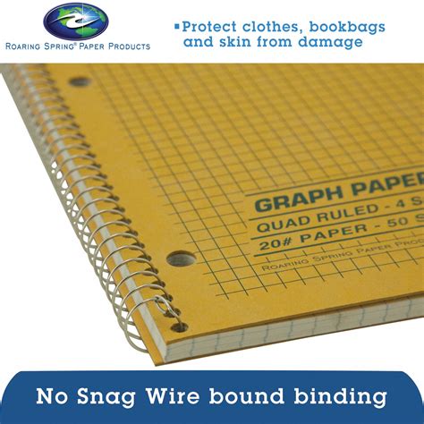 Roaring Spring Notebook Quadrille Wirebound 50 Sheets 0 Carbon Sheets Left White Kraft