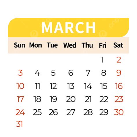 March 2024 Calendar Simple Style Yellow Desk Calendar Vector 2024