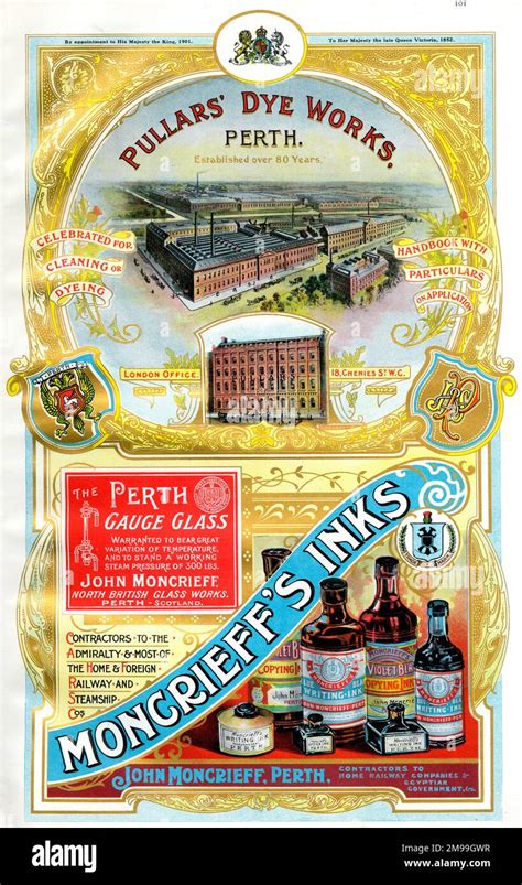 Adverts For Pullars Dye Works Perth And Moncrieff S Inks Perth