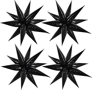 Amazon TONIFUL 26inch 4D Black Explosion Star Foil Balloons