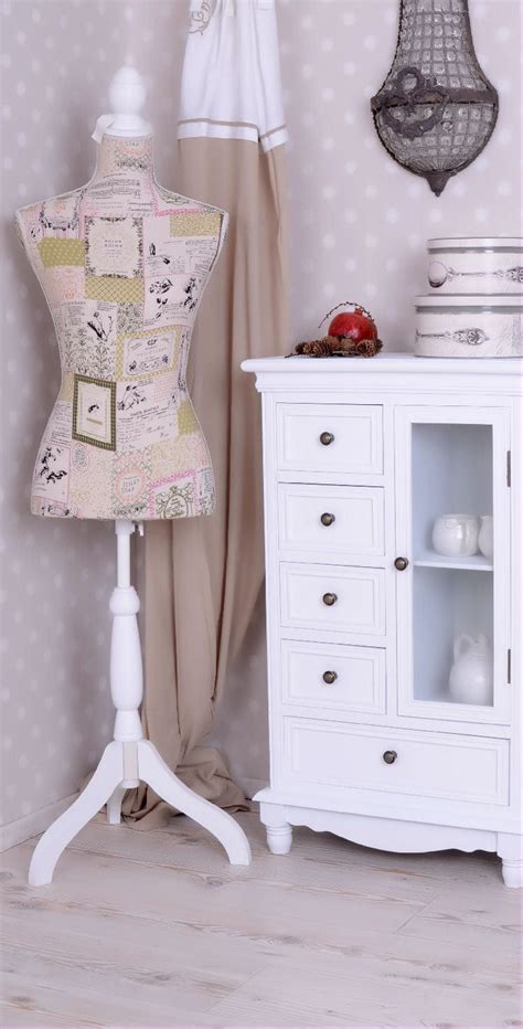 Manekin Krawiecki Drewniany Tkanina Kremowy Shabby Chic Sklep Antyki Pl