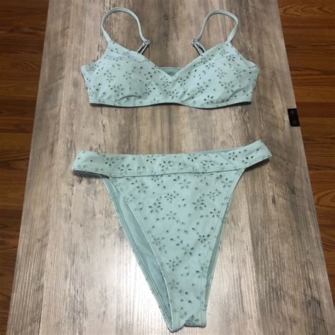 Abercrombie Fitch Swim Nwt Af Eyelet Floral High Leg Cheeky Sea