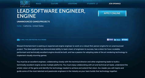 Blizzard Job Listings Hint At Unannounced First Person Game Ign