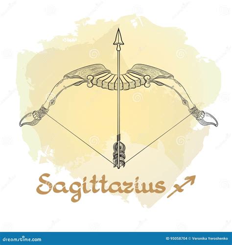 Hand Drawn Line Art Of Decorative Zodiac Sign Sagittarius Stock Vector