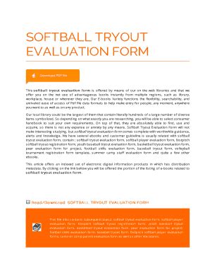 Fillable Online SOFTBALL TRYOUT EVALUATION FORM PDF Fax Email Print