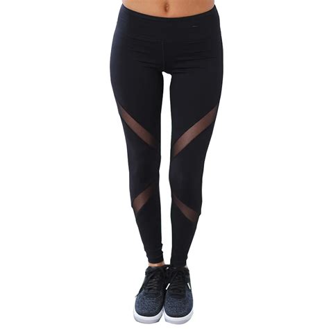 Lycra Cotton Mesh Leggings Women 2017 Black Slim Patchwork Sexy Leggins