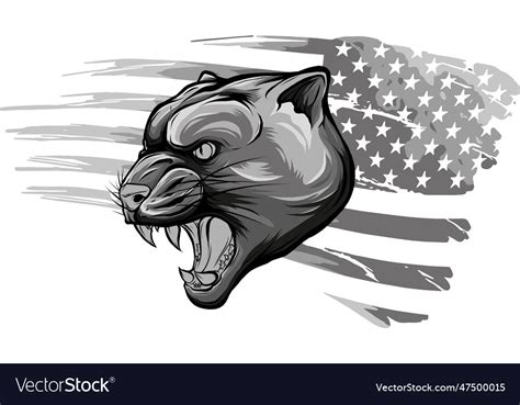 Monochromatic of puma with american Royalty Free Vector