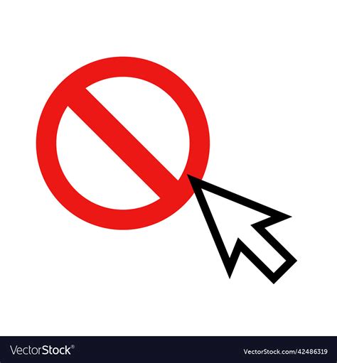 Mouse Cursor And Stop Sign Not Clickable Vector Image Hot Sex Picture