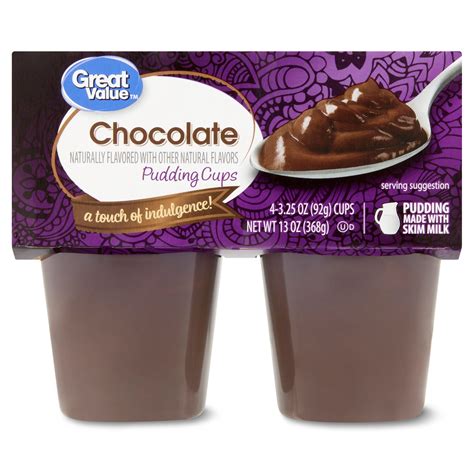 Great Value Chocolate Pudding Cups 3 25 Oz 4 Count