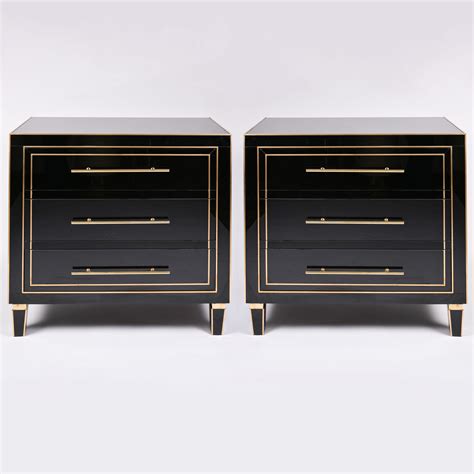 Pair Of 1970s Italian Black Glass Chest Of Drawers Valerie Wade