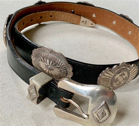 Western Leather Concho Belt Vintage 1992 Justin Distressed Black Top