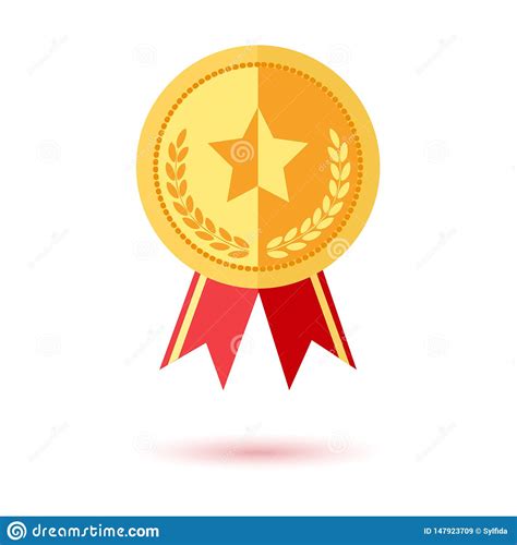 Premio De Oro Medalla Con La Cinta Roja Vector Stock De Ilustraci N