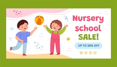 Free Vector Hand Drawn Nursery School Sale Banner