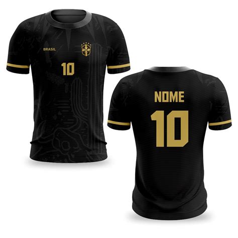 Camiseta Brasil Edi O Especial Preta Copa Do Mundo Personalizada