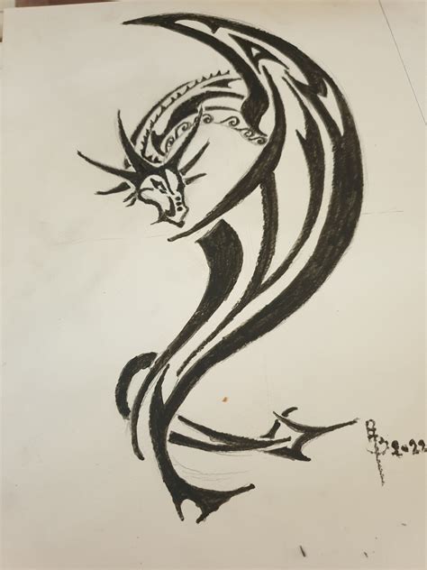 Dessin Tatouage Tribal Dragon