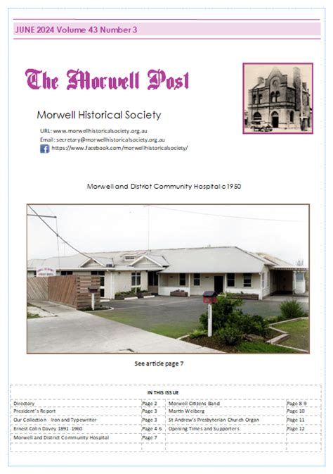 Newsletter June Morwell Historical Society