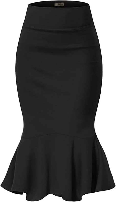 Handc Women Premium Nylon Ponte Stretch Office Pencil Skirt High Waist