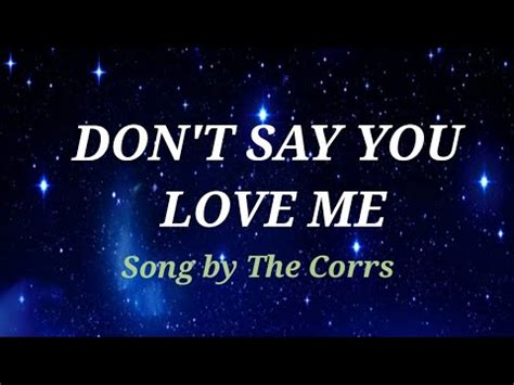 DON T SAY YOU LOVE ME Lyrics The Corrs YouTube