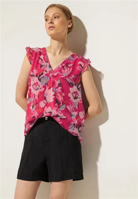 Street One Chiffon Bluse Mit R Schen F R Damen In Pink Street One