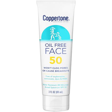 Buy Coppertone Face Sunscreen SPF 50, Oil Free Sunscreen for Face ...