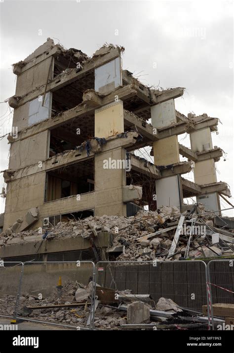 Multi Storey Concrete Structure Partly Demolished Hi Res Stock