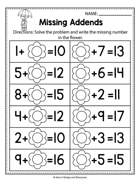 Addition Worksheet First Grade