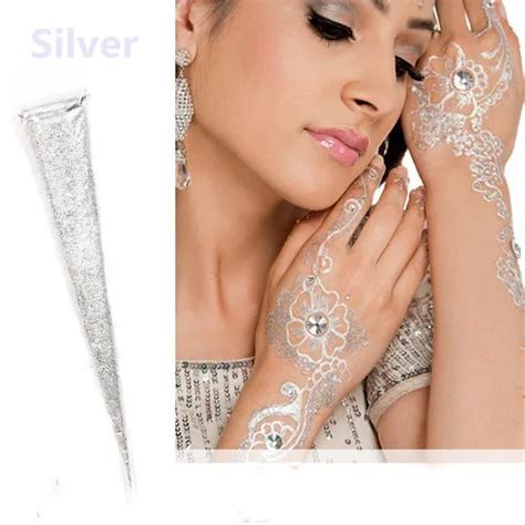 Indian Henna Paste Metallic Silver White Glitter Mehndi Laser Powder