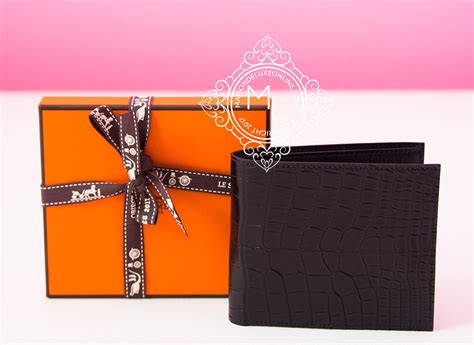 Hermes Men's Noir Black MC² Copernic Crocodile Wallet Card Case Holder ...