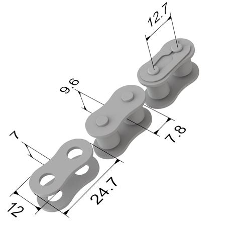 Editable Roller Chain Without Deformation Along The Curve D Model