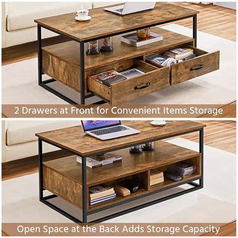 New Rustic Coffee Table 2 Drawer 1 Shelf S3113 Uncle Wieners Wholesale