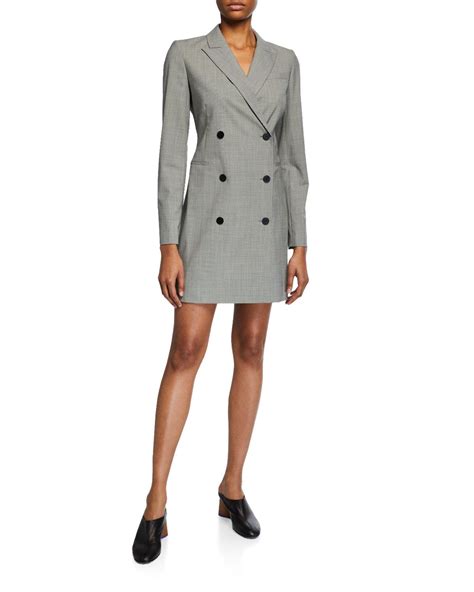 Theory Wool Houndstooth Blazer Dress In Black Lyst